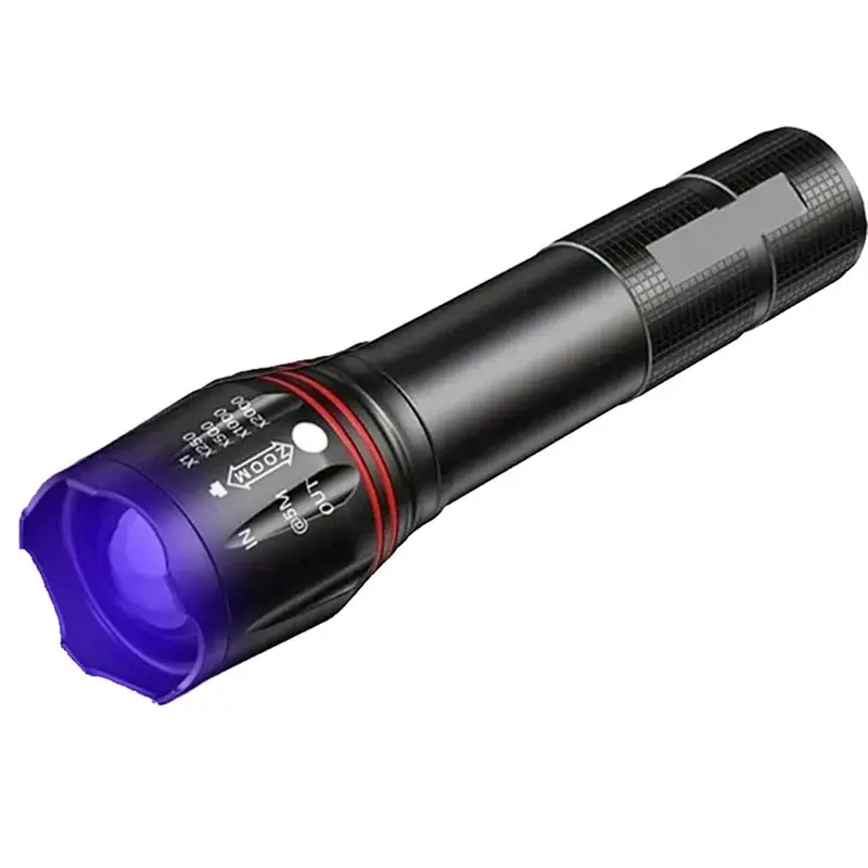 A02M-UV Flashlight Rechargeable 395Nm LED Zoomable Light For Pet Stain Detection Tool Lantern Money Fluorescent Detector
