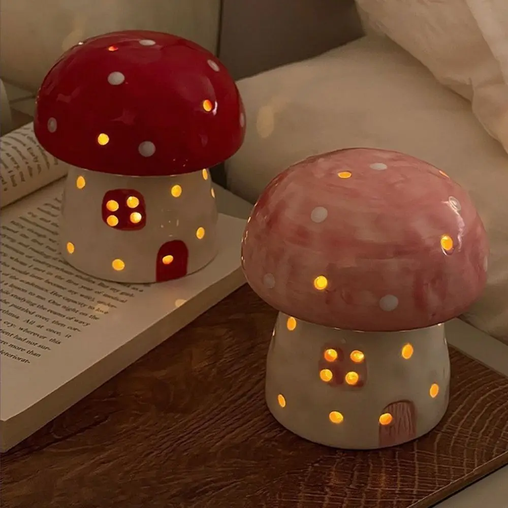 

Table Decor Lamp Mushroom Night Light Eye Protection Nordic Bedside Night Light LED Sleeping Ceramic Night Light Birthday Gift