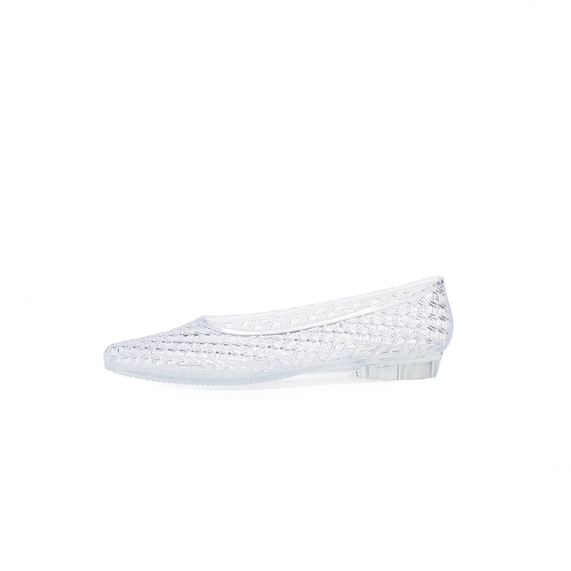 Ins Crystal Women's Jelly Shoes Adult Girls Pointed Shallow Mouth Single Shoe Summer 2026 Ladies Hollow Flat Sandal Beach Shoe