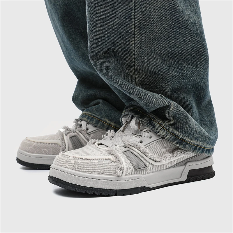 

Niche non-slip shoes men's casual shoes Men's youth breathable outdoor sports shoes thick soled gray fashion students