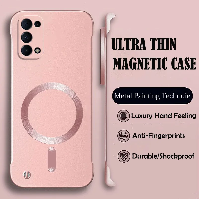 Luxury Magsafe Wireless Charge Phone Case For Oppo Reno 6 8 Pro Global Hard PC Magnetic Bumper Protective Cover