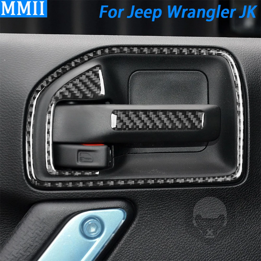 

For Jeep Wrangler JK 2011-2017 Carbon Fiber Inner Door Handle Switch Panel Decorative Strips Car Interior Accessories Sticker