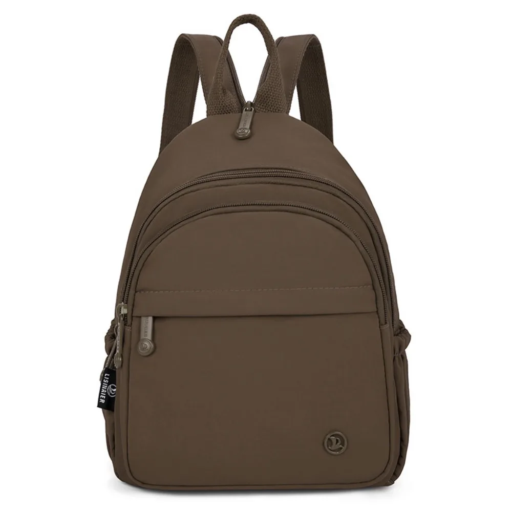 

Portable Women Nylon Backpack Lightweight Waterproof Multipockets Casual Backpack Solid Color with Handle