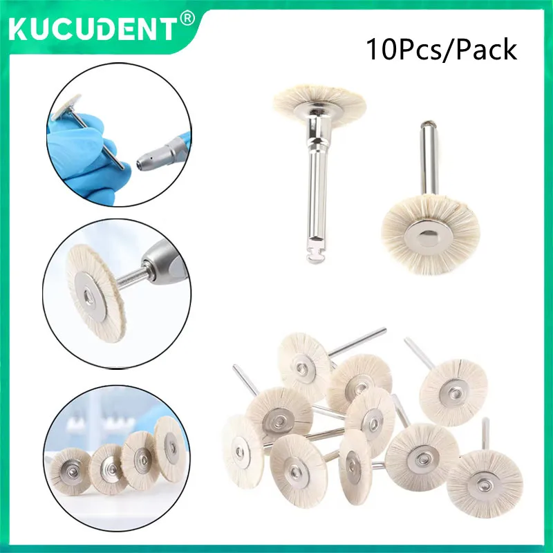 

10Pcs Dental Polishing Brush Wheel Goat Hair Wool Cloth Cotton Felt Teeth Polisher for Low-Speed Handpiece Dentistry Grinding