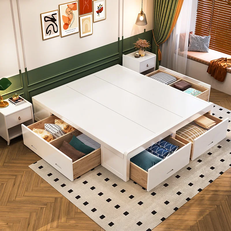 No bedside tatami bed, black hard board bed, low bed, floor bed without back, bed frame, solid wood bed box