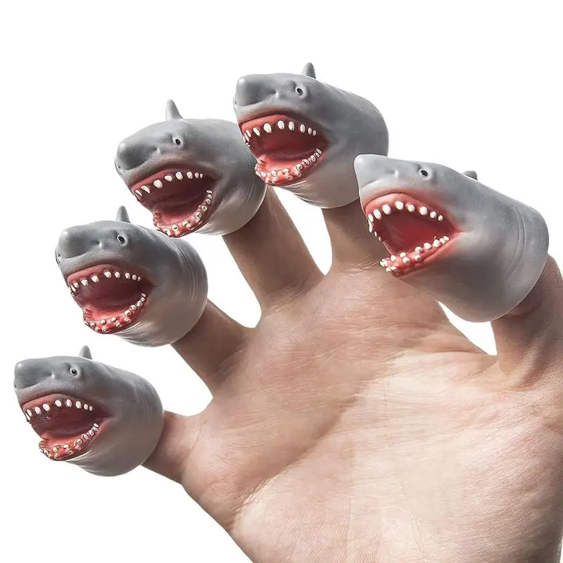 Shark Finger Puppet Set 5pcs Children Animal Shark Finger Puppets Realistic Interactive Play Puppets Toys With Stretchable Fun