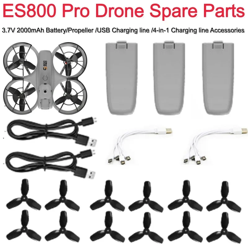 3.7V 2000mAh Battery For ES800 Pro ES800Pro Drone ES800 PRO RC Drone Battery ES800 Spare Parts Battery Propeller Accessories