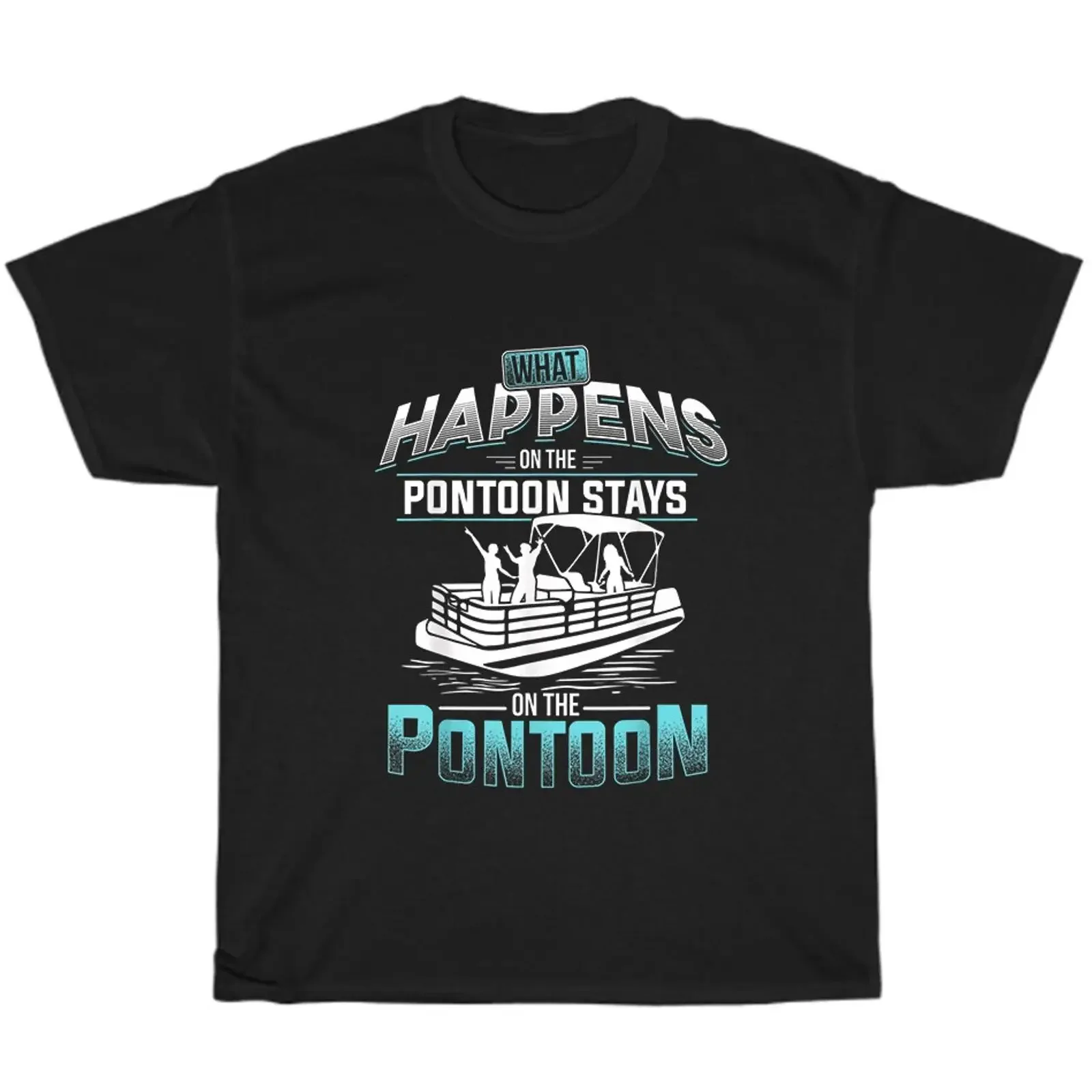 What Happens on the Pontoon Stays Boating Boater Captain T Shirt vintage Washed Top For Everyday Wear Breathable Unisex fashion
