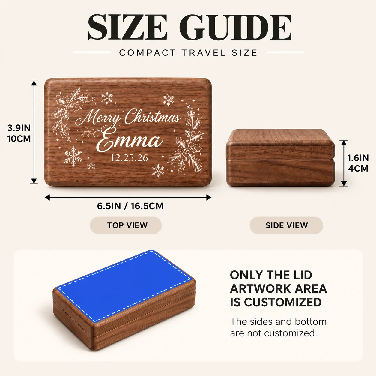 Custom Engraved Walnut Color Jewelry Box, Portable Travel Jewelry Organizer with Soft Velvet Lining for Anniversary and Birthday