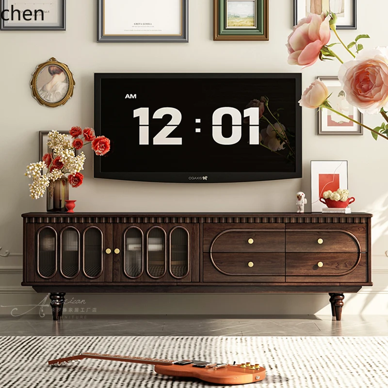 A1 Light Luxury Retro Pure Solid Wood Coffee Table TV Cabinet Combination Simple Locker Living Room Full Set Of Furniture