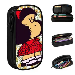 Cute Mafalda Flowers Pencil Case Kawaii Amine Pencil Pouch Pen Box Kids Big Capacity Bag materiale scolastico regali di cancelleria