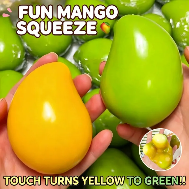 Color‑Shift Mango Squeeze Fidget Toy Crunch Sound ASMR Block Filling Slow Rebound For Calming Adult Handmade Stress Relief Toy