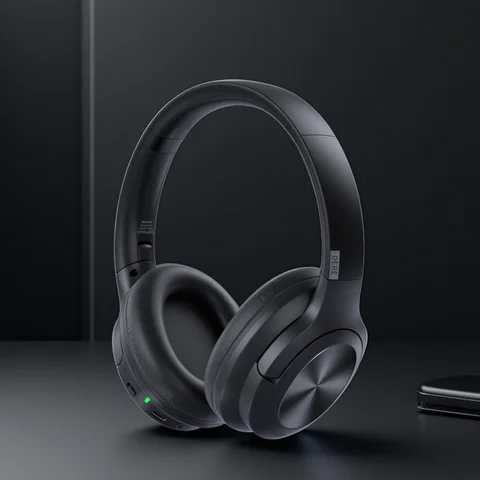 Wireless headphones QERE E80 Earphone bluetooth 5.3 ANC Noise Cancellation Hi-Res Audio Over the Ear Headset 70H 40mm Driver2.4G