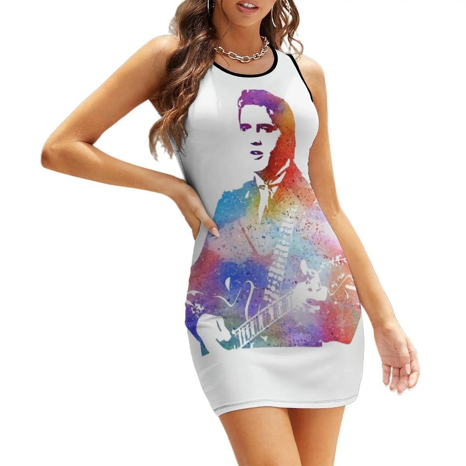 

King watercolour Sleeveless Sundress women's elegant loose dresses dresses korean style elegant dresses plus sizes