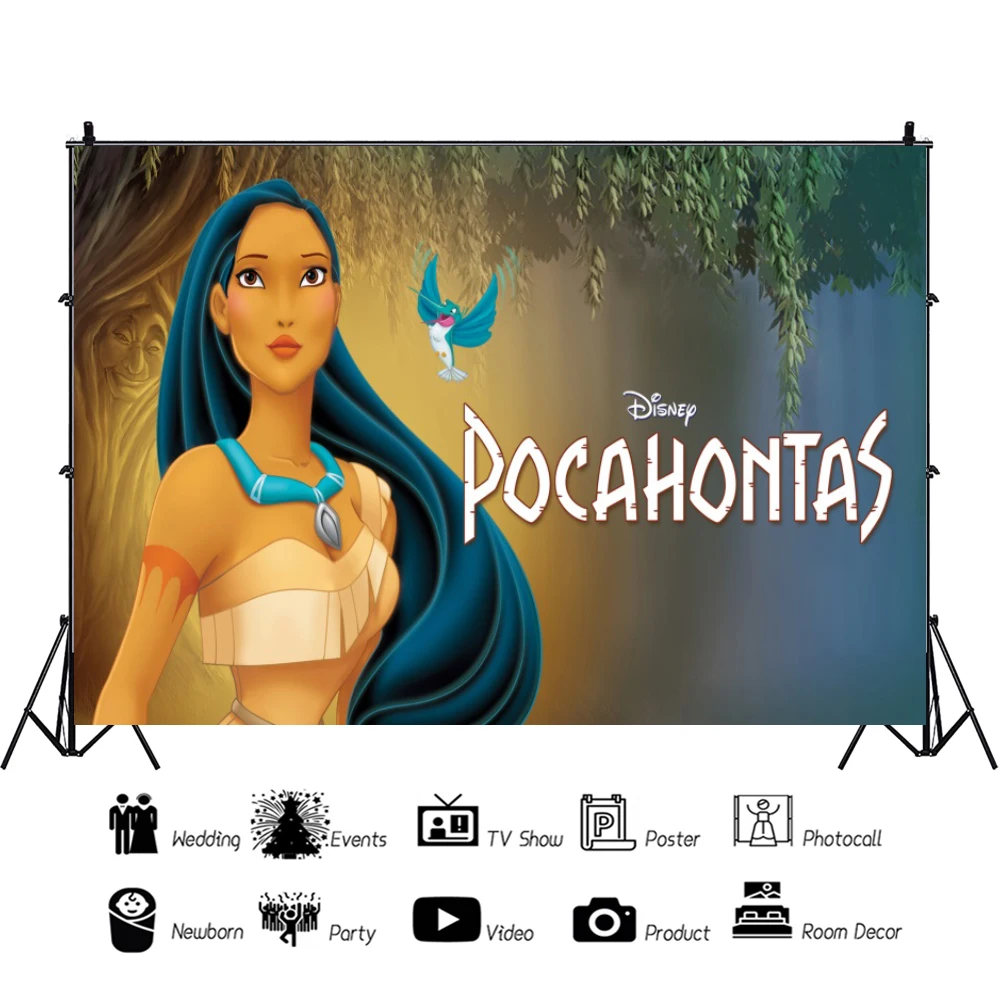 Pocahontas Background For Photography Photo Backdrop Birthday Decoration Baby Shower Kid's Party Banner Props Indian Princess