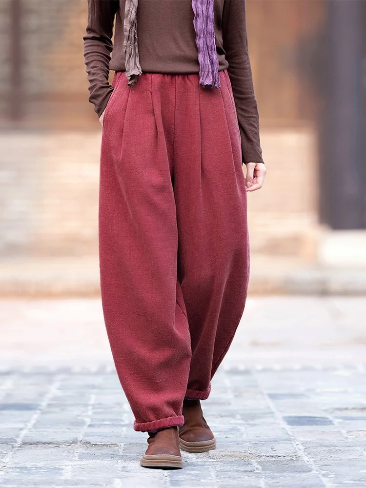 Thiened Fce レディース コットン パンツ ハーラン スレ 冬 アウター ハイウエスト ランタン パンツ ファイオナブル ユースフル 通勤 スレ