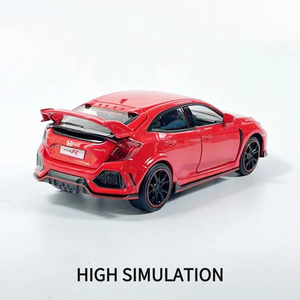 Scale 1:32 Honda Civic Pullback Car Toy with Lights Engine Sound, Metal Diecast Car Model Miniature Gift Kid Boy Toy