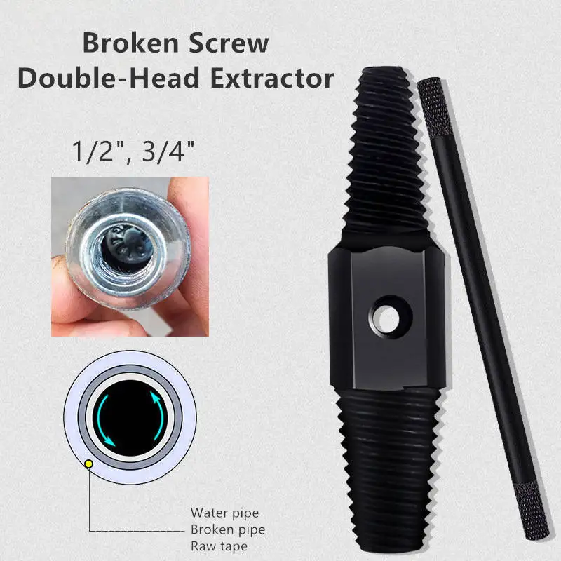 Double Head Tap Faucet Valve Broken Screw Extractor Thread Tapping Pipe Damaged Wire Water Pipe Bolt Broken Remover Hand Tool