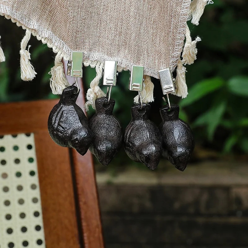 Cast Iron Set of 4 Tablecloth Weights Clip on,Heavy Duty Pendant, Flag Weights Clips for Outdoor Garden Party Picnic Tablecloths
