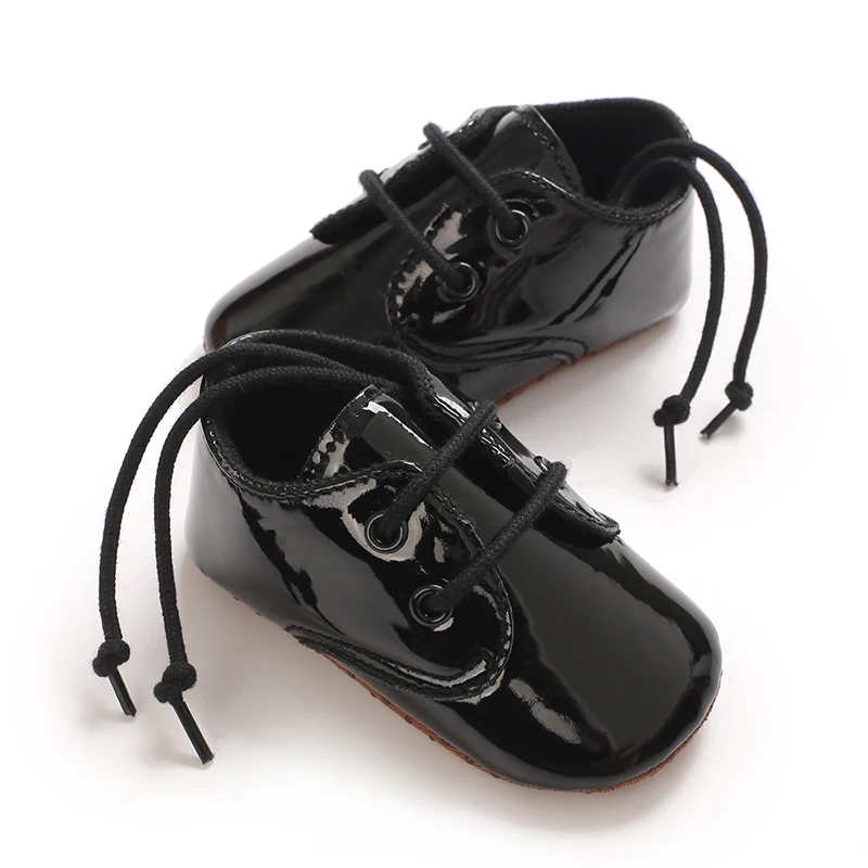 Baby Schnürschuhe Sneakers Klassische Sportschuhe Weiche Sohle PU-Leder Schuhe Einfarbig Lauflernschuhe für Neugeborene Jungen Mädchen – Detail 13