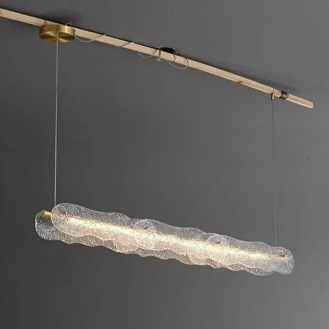 Water ripple glass chandelier LED restaurant bar brass long chandelier