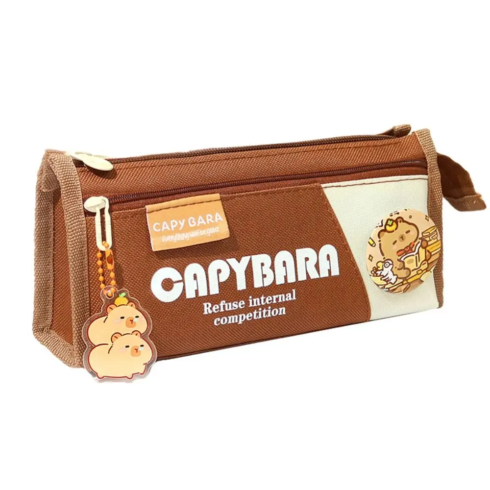 高品質キャンバスペンバッグ多層大容量鉛筆ケースカピバラ文具オーガナイザー学生