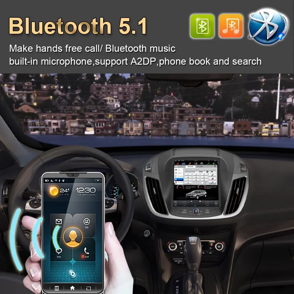 أندرويد 11 تسلا نمط عمودي سيارة لتحديد المواقع والملاحة لفورد كوغا/الهروب 2013-2015 (الجيل الثاني) راديو ستيريو الوسائط المتعددة