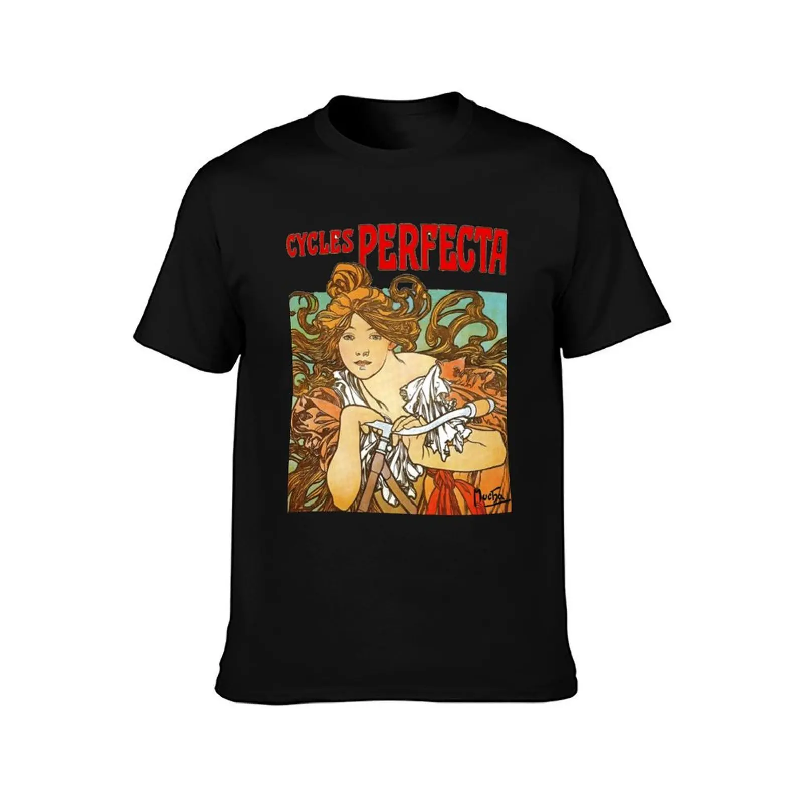 Mucha - Cycles Perfecta T-Shirt Summer Casual Cotton Tee Oversized Streetwear Tops Vintage Graphic Print Unisex Men Women