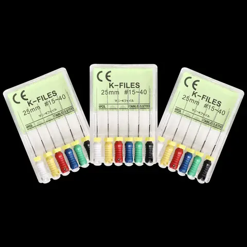6 Pcs/Pack 21/25/31mm 015-040 Endo Root Cannal H-FILES K-FILES SPREADERS Stainless Steel Dental Endodontic Hand Use