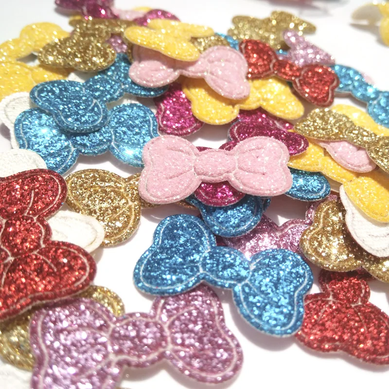 Fai da te 100 pezzi fiocchi glitterati toppe multicolori fatte a mano bowknot appliques per bambini creazione di carte album decorazione accessori