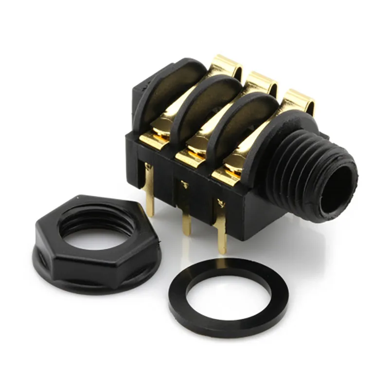 

Gold-plated 6.35mm Jack 1/4" 6Pin Stereo Female Headphone Socket Audio Plug Microphone Jack Thread PCB Panel Mount Connectors