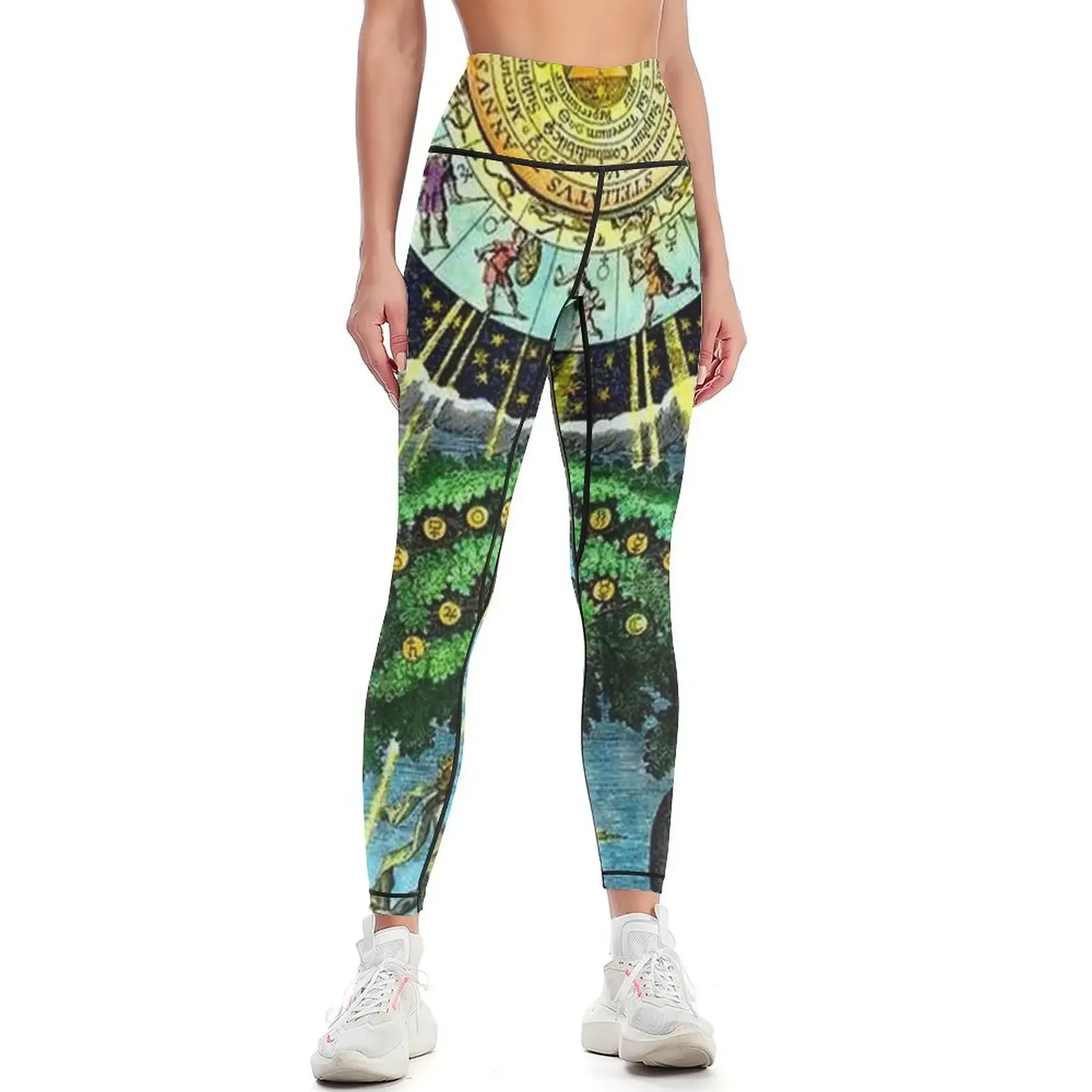 

ALCHEMICAL HERMETRIC and MYSTICAL EMBLEMS PRINT Leggings gym clothing leggins push up woman gym pants Womens Leggings
