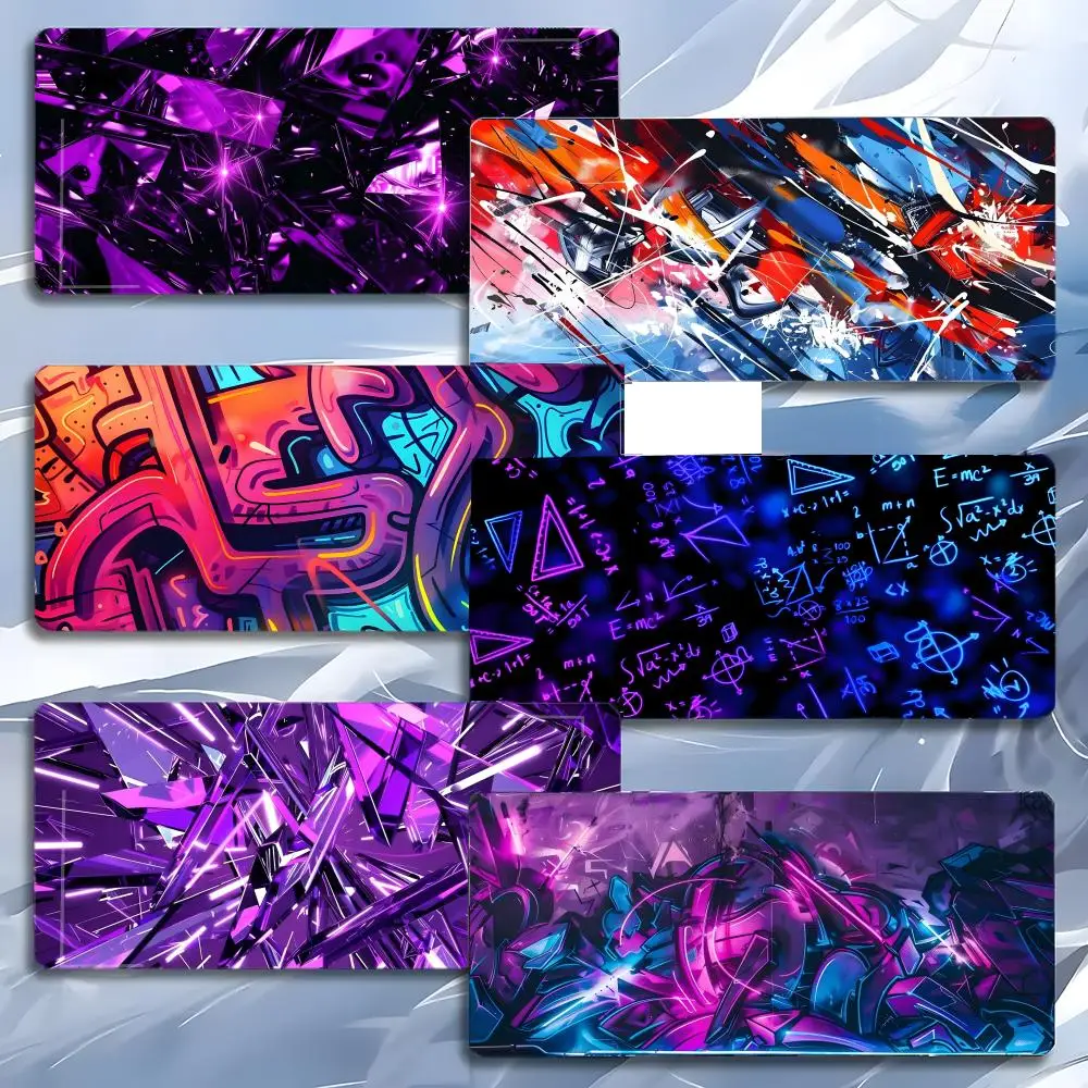 art modern A-Abstract Neon Mouse Pad Mousepad Large Gaming LockEdge Thickened PC Table Desk Mat