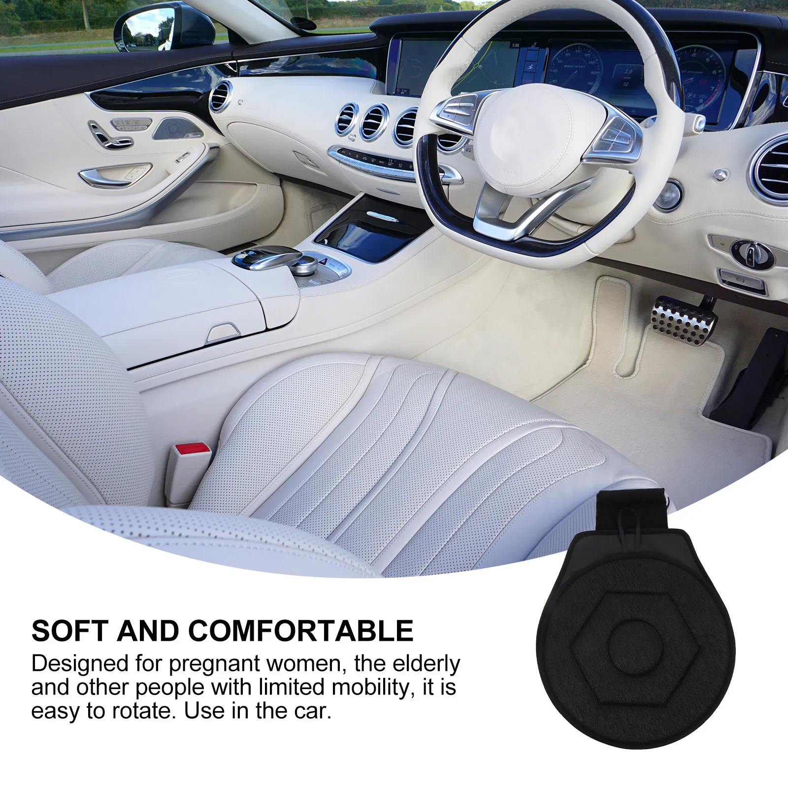 Rotating Swivel Seat Cushion Soft Comfortable Portable Car Seat Pad Non Slip Revolving Chair Cushion for Home Car Driving