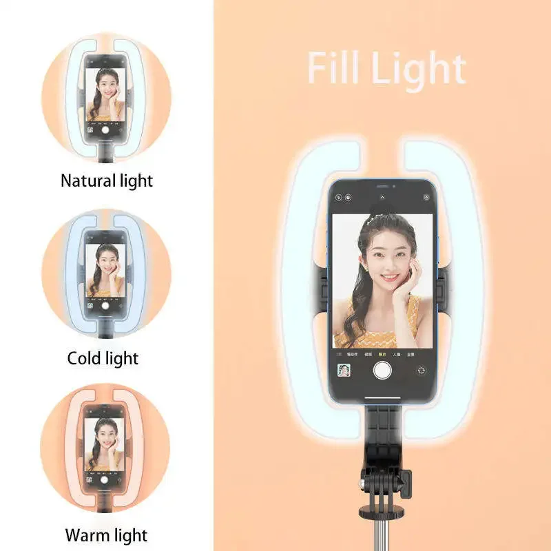 

P99W/P99X 360 degree rotating selfie stick tripod LEDselfie light with open rectangular light suitable for makeup/live streaming