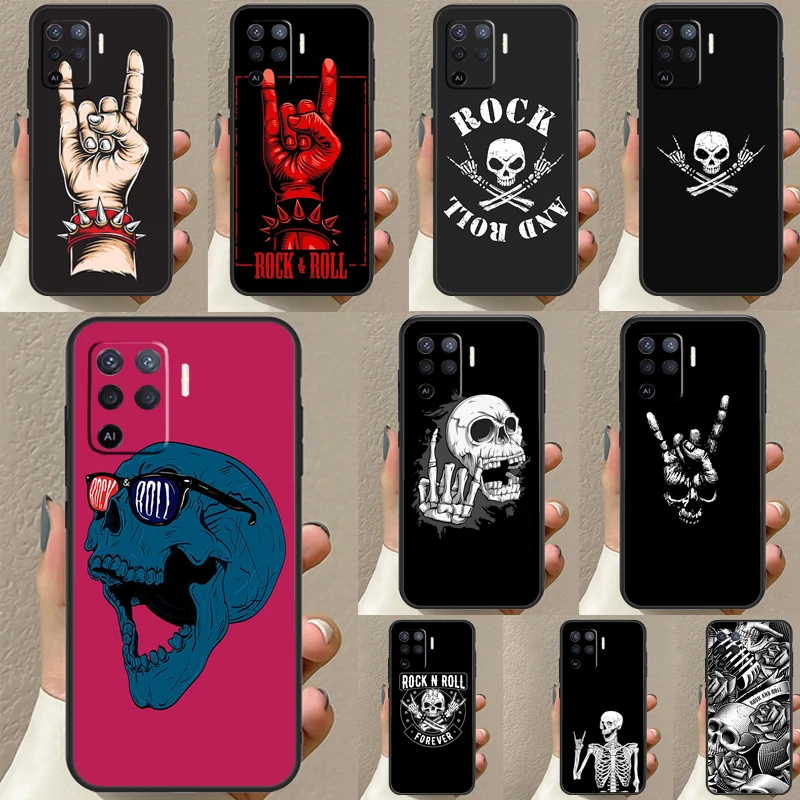 Rock and Roll Skull For OPPO Find X3 X5 Pro A5 A9 A31 A53 A15 A16 A52 A72 A83 A91 A93 A94 A54 A74 A53S Case