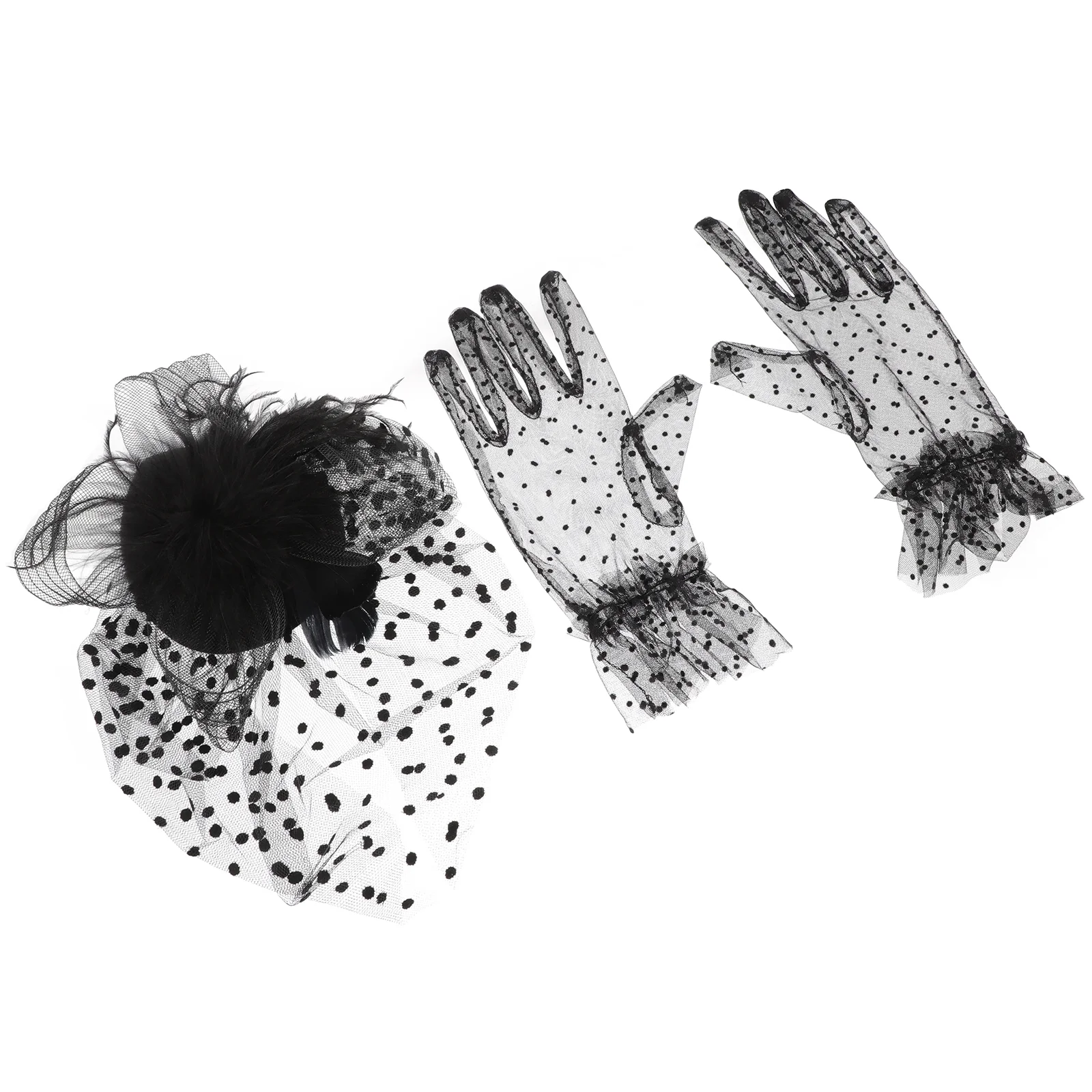 

Gloves Topper Set Wedding Hair Accessories Decorative Hat Women Hats Black Miss