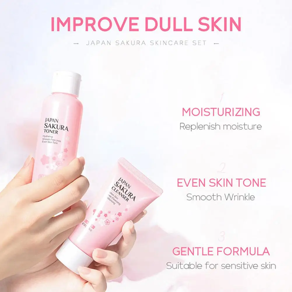 LAIKOU Skin Care Set for Girls,SAKURA Women Beauty Gift Skin Care Kit with Cleanser,Toner,Serum,Eye Cream,Face Cream Travel Kit