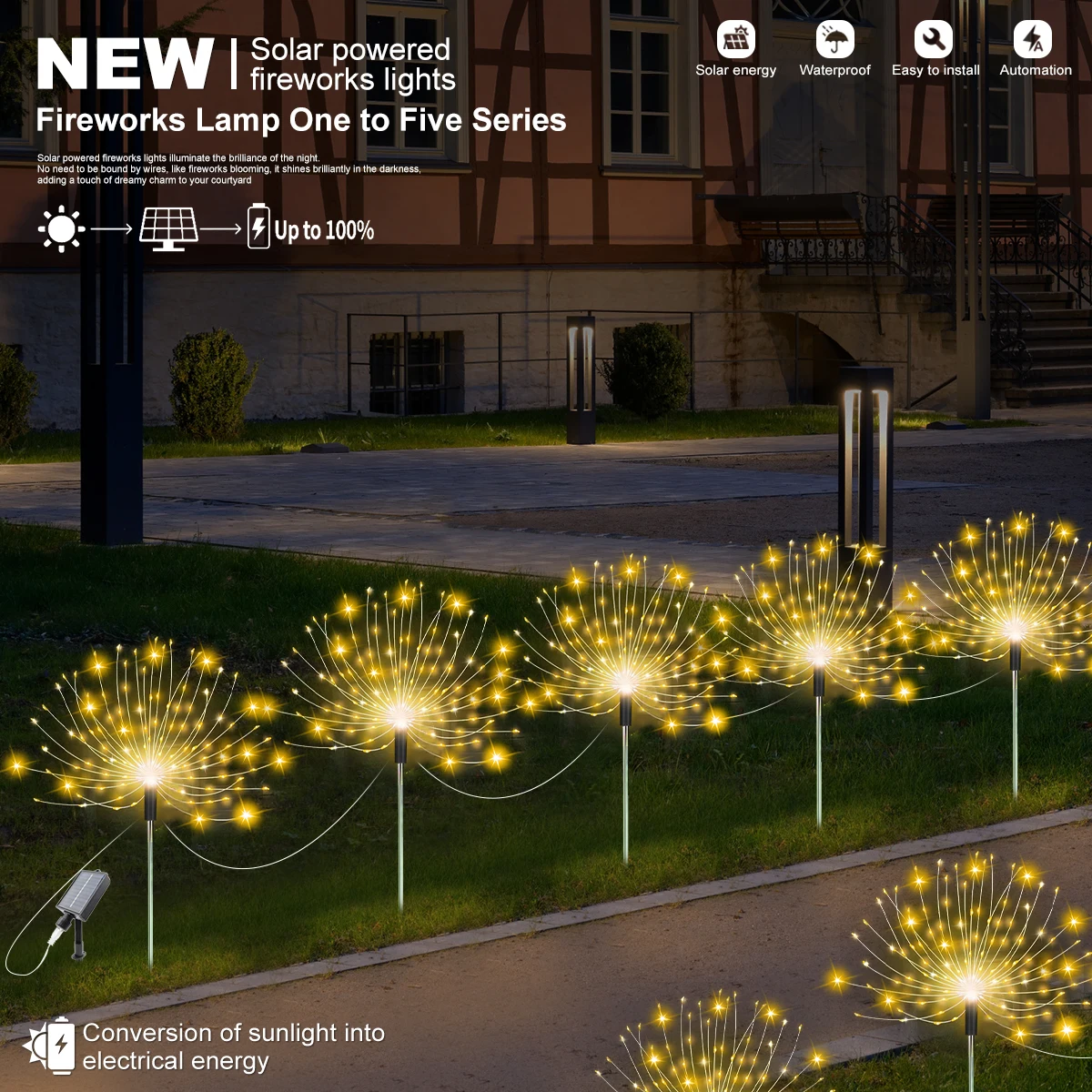 

Солнечный фейерверк для улицы: 240 светодиодных гирлянд с питанием для декоративных светильников для сада и ландшафтного освещения для дорожек своими руками