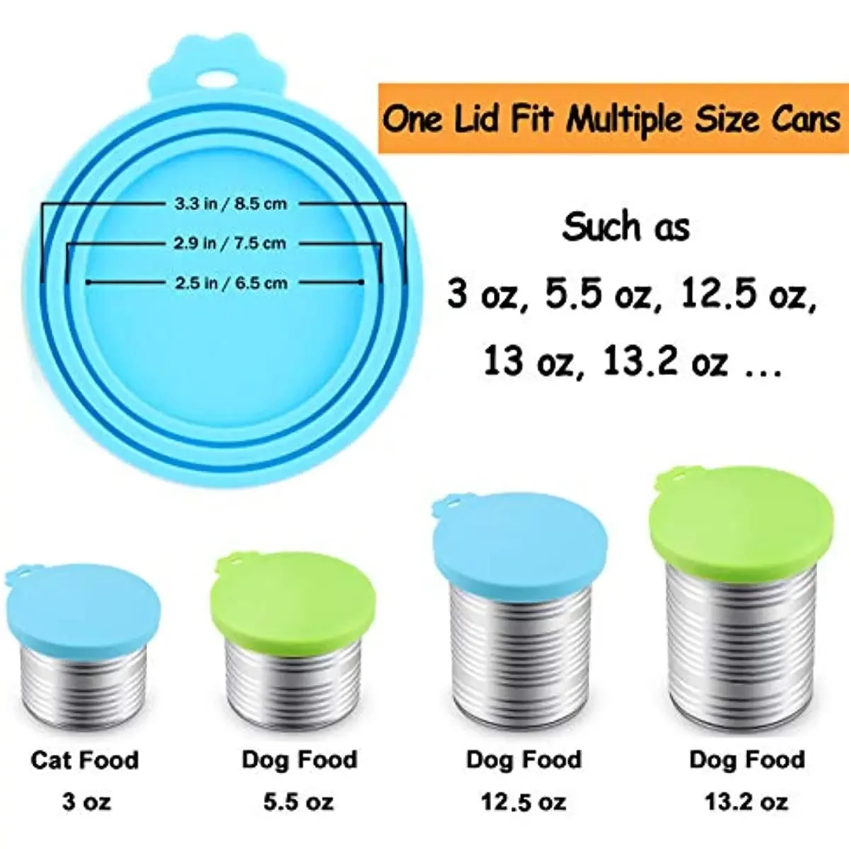 Silicone Pet Food Can Lids, Universal Size, Fit Most Standard Size Cans, 6 Pack