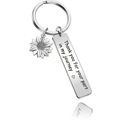 1pc Thank You For Your Part In My Journey Sunflower Pendant Keychain Gift For Good Friends Inspirational Keychain