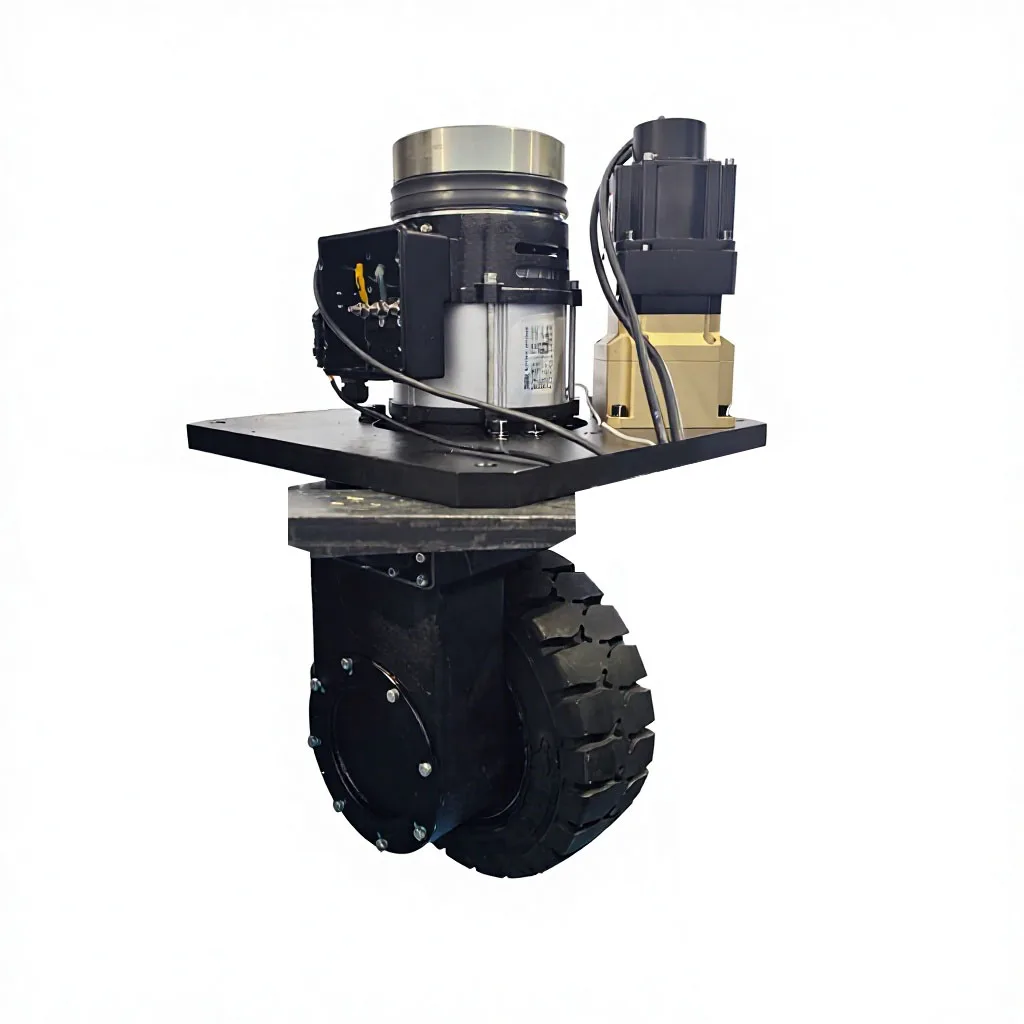 Heavy Duty AGV Traction Part Unit 6500W Servo Motor 410mm Rubber Mobile Robot Drive Wheel 3.5 Ton Maximum Load Capacity