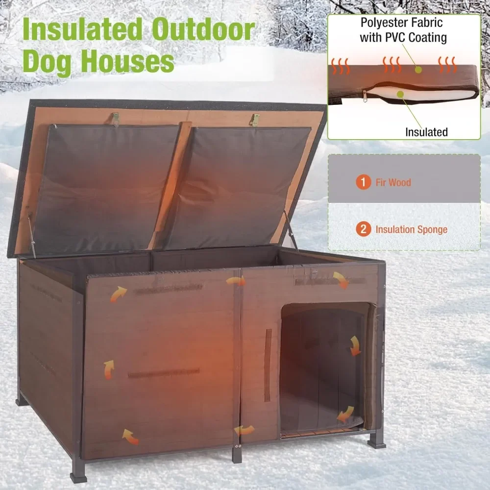 Dog House Insulated Outdoor Dogs with 6 Sides All-round Thermal Liner & Liner for Winter Extra Large Dog Kennel