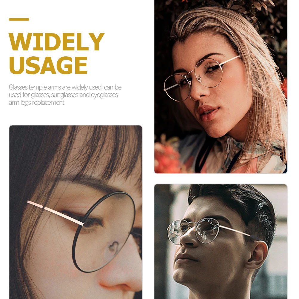 زوجان من قطع غيار معبد النظارات المعدنية، أرجل النظارات المتينة للنظارات الشمسية، تصميم أنيق غير قابل للانزلاق