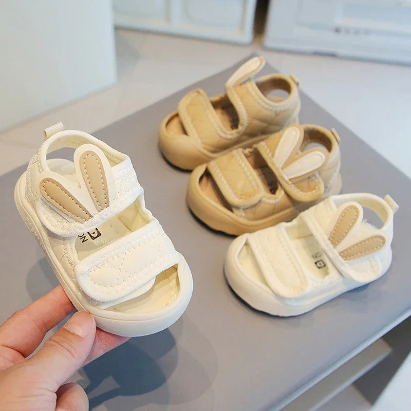 Boys Baby Rabbit Ear Sandals Summer Cute Girls Infant Kick Resistant Beach Sport Sandal Anti Slip Soft Sole Kids Toddler Sandals