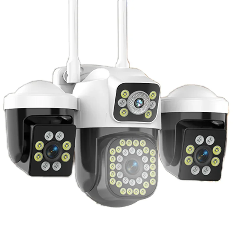 Caméra IP WiFi extérieure 15MP 8K, triple objectif, triple écran, caméra de sécurité, Vision nocturn