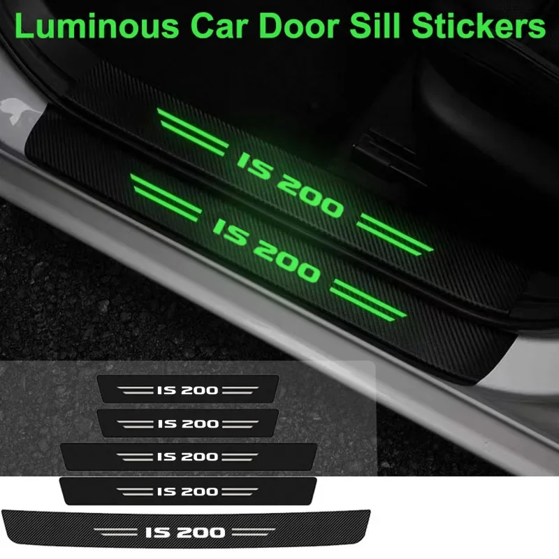 Luminous for Lexus IS200 Badge Car Door Sill Scuff Plate Decals Carbon Fiber Threshold Protector Stickers Strip Tape Accessories