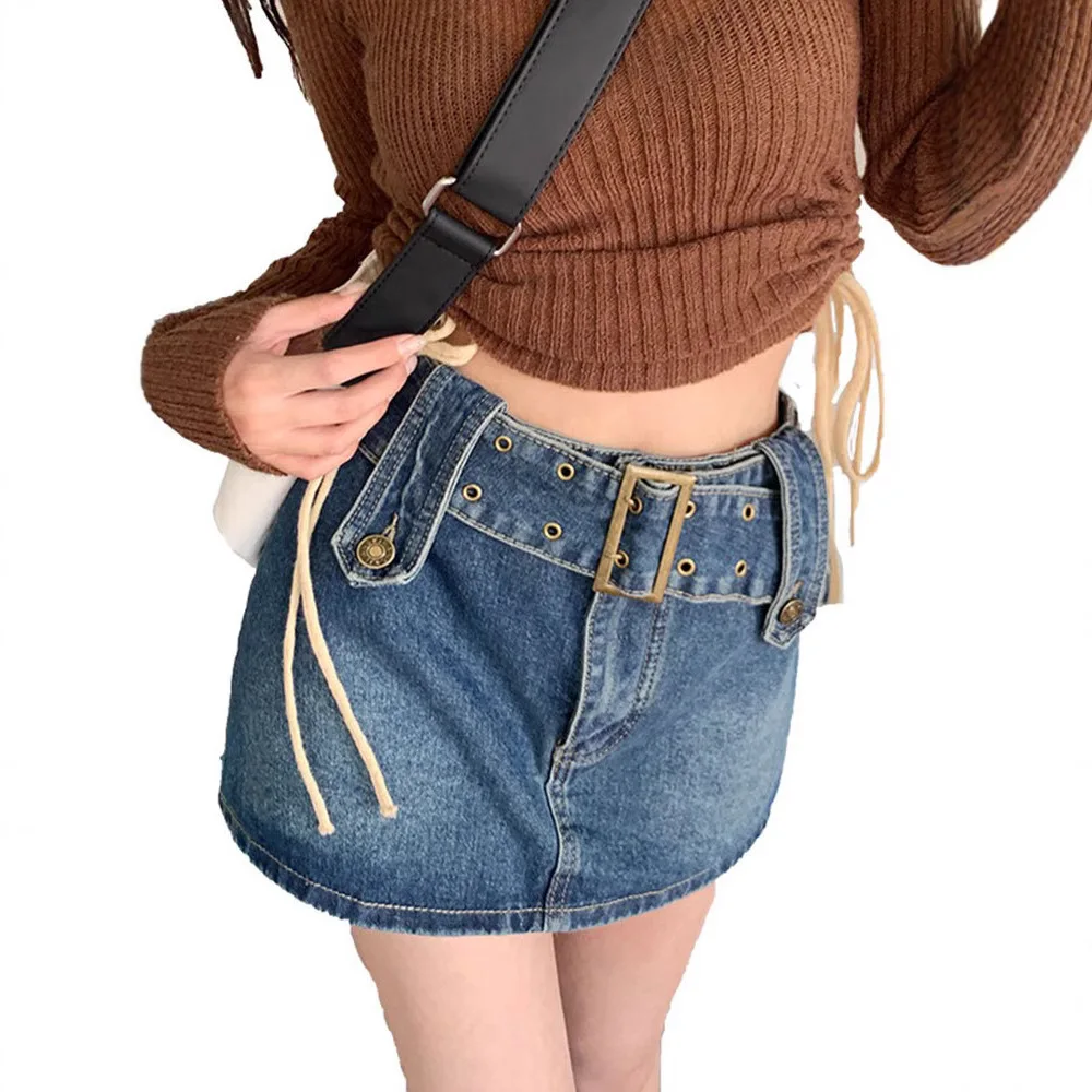 Spice Girl Sexy High-waisted Denim Skirt Figure A-shaped Skirt Anti-light Hip Skirt