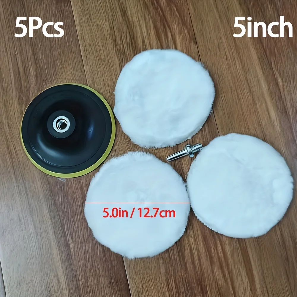 5 Peças de Almofadas de Polimento para Carro, Roda de Lã de 3 Polegadas, Almofadas para Cuidado da Pintura Automotiva, Remove Arranhões, Polimento e Limpeza