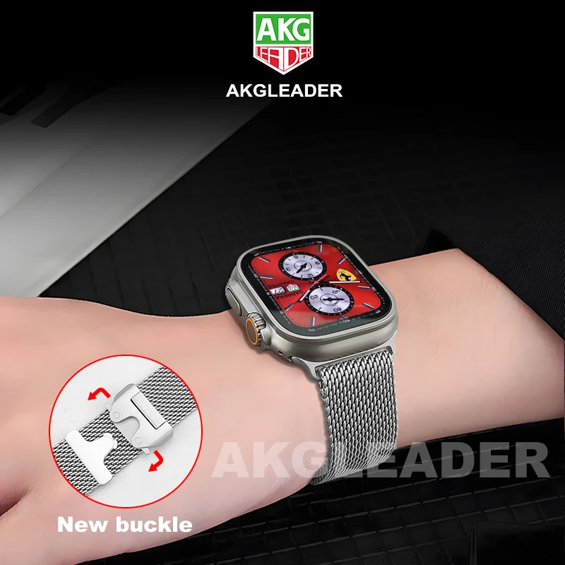 AKGLEADER Newest Milan Magnetic watchband For Apple Watch Ultra 1/2/3 strap 49mm 46mm 45mm  44mm  Strap for iwatch 10